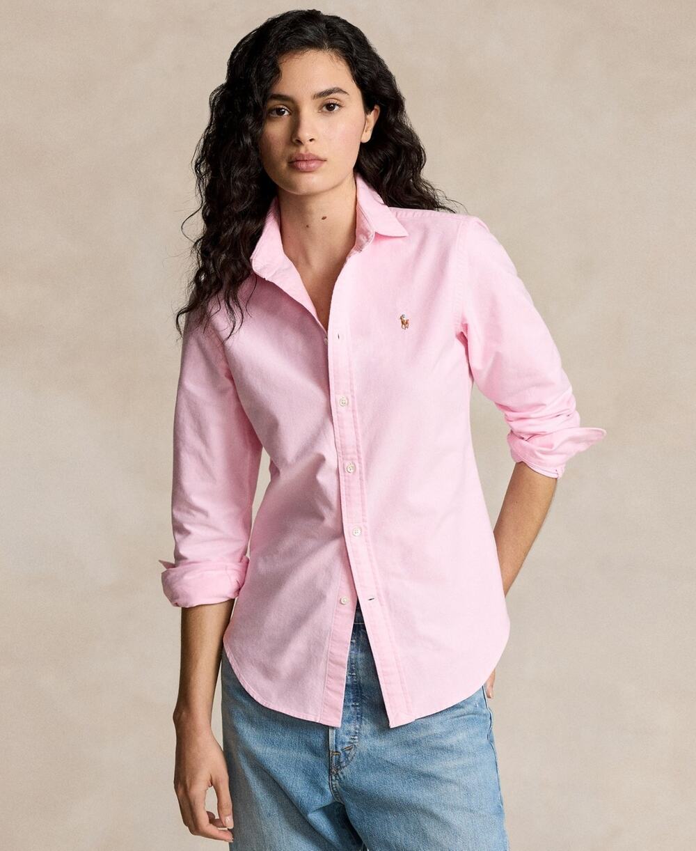 Polo Ralph Lauren Women's Slim-Fit Oxford Shirt Pink Size 14 0779